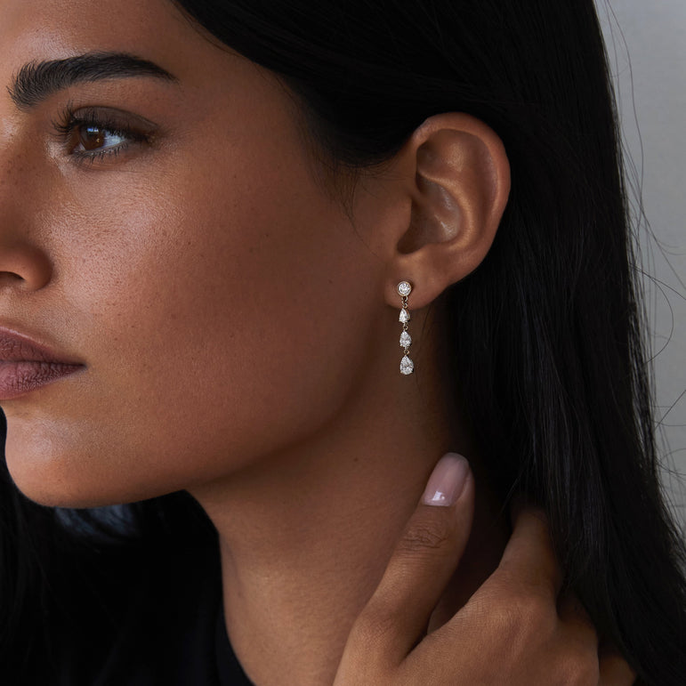 Pear Diamond Earring 14k Solid Gold Dangle Drop Ear Jacket For Stud Prong Set Sparkling Lab Grown Diamond 10k 18k Earrings Enhancer Women