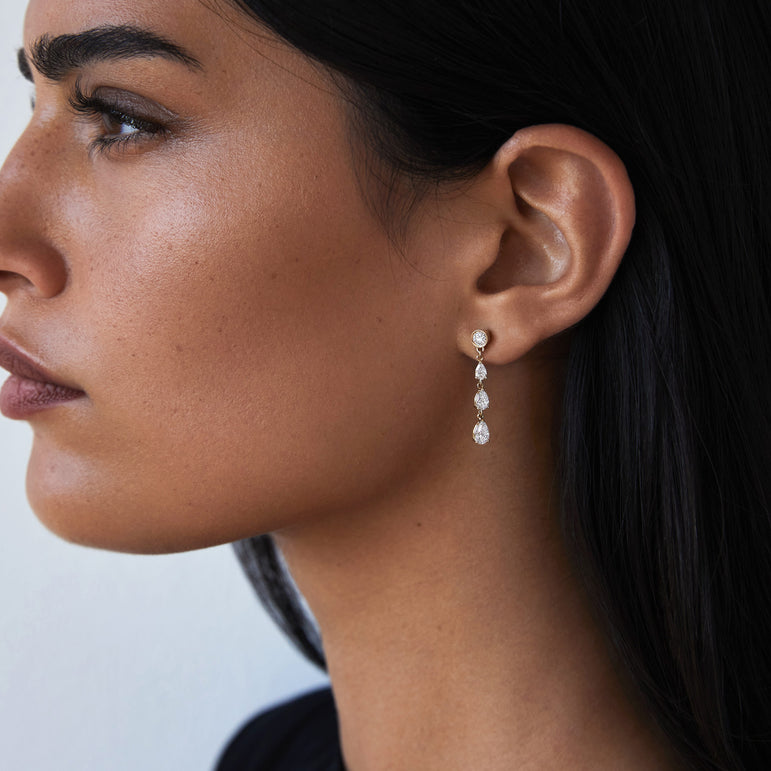 Pear Diamond Earring 14k Solid Gold Dangle Drop Ear Jacket For Stud Prong Set Sparkling Lab Grown Diamond 10k 18k Earrings Enhancer Women