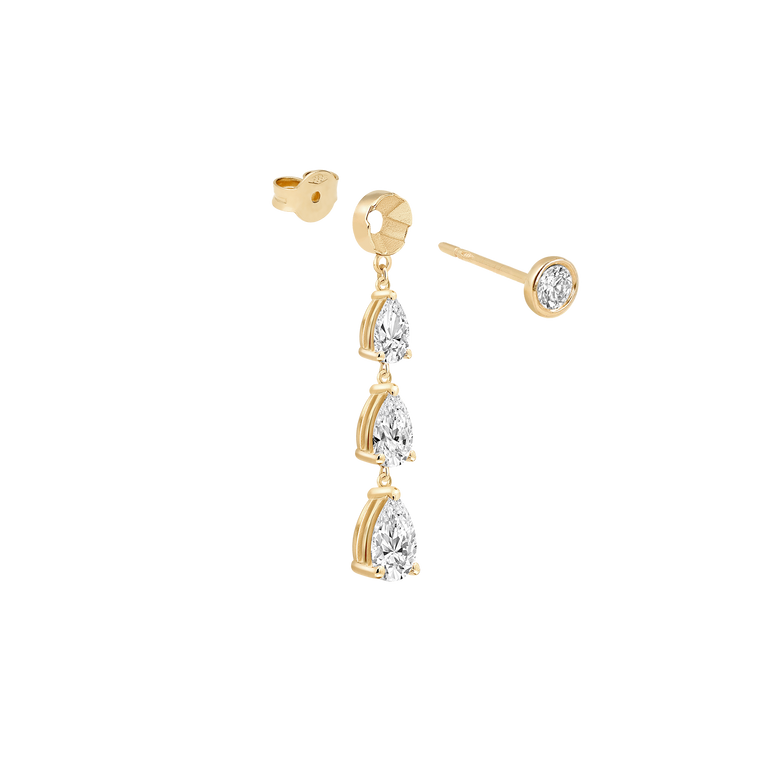 Pear Diamond Earring 14k Solid Gold Dangle Drop Ear Jacket For Stud Prong Set Sparkling Lab Grown Diamond 10k 18k Earrings Enhancer Women