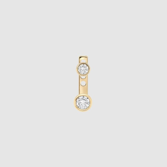 Round Diamond Ear Jacket 14k Solid Gold Minimalist Drop Earring For Stud Bezel Set Sparkling Lab Grown Diamond Earrings 10k 18k Gold Earring