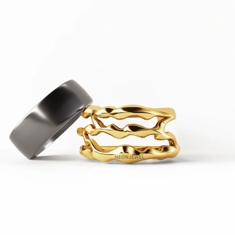 Molten Gold Organic Stacked Oura Ring 5 Cover