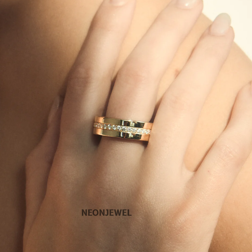 Moissanite Gold Band for Oura Ring Minimalist Luxury Smart Jewelry Accessory Wedding Gift
