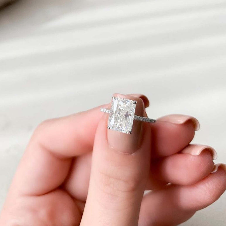 Radiant Cut VVS1  Moissanite Engagement Ring