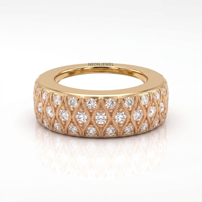 Vintage Woven Lattice Oura Ring Cover | Rose Gold Crystal Smart Ring Protector | Antique Milgrain Pattern Smart Tech Jewelry