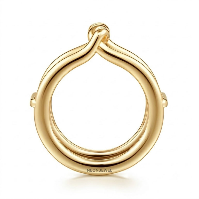 Gold Twisted Rope Cover for Oura Ring, Smooth Double Band Smart Ring Protector