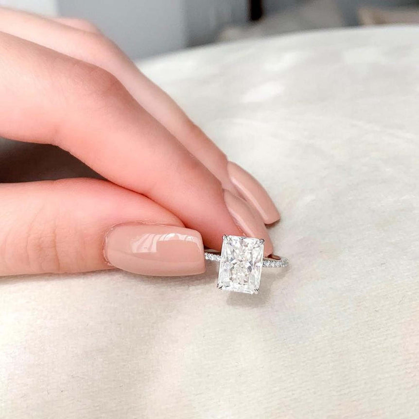 Radiant Cut VVS1  Moissanite Engagement Ring