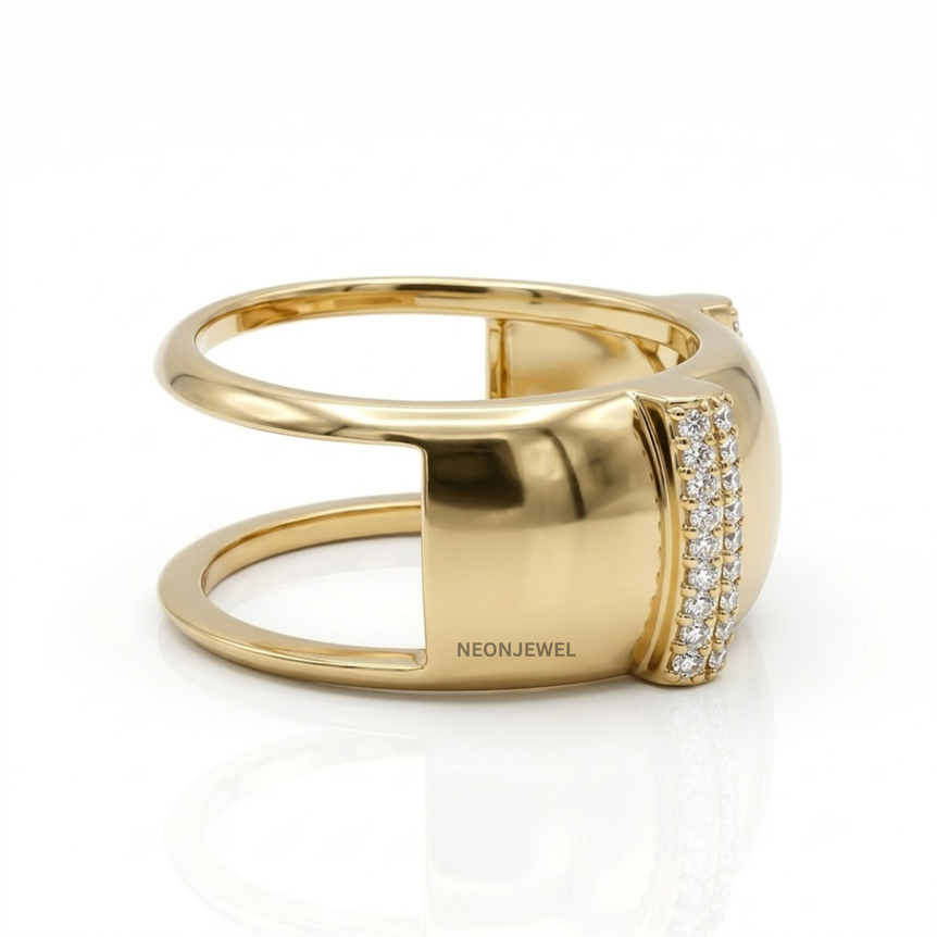 Open-Design Gold Oura Ring 4, 5 Cover | Luxury Diamond-Accented Smart Ring Guard