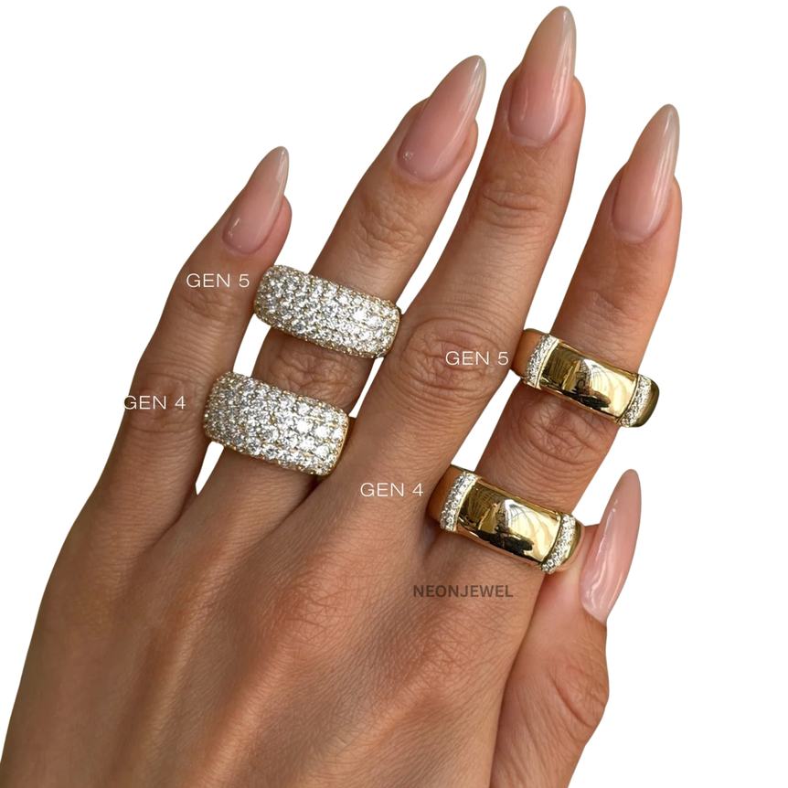 Luxe Pavé Crystal Oura Ring Cover – Gold Statement Band
