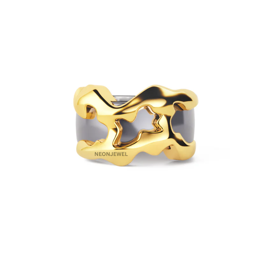 Abstract Open-Work Gold Oura Ring 5 Accessory