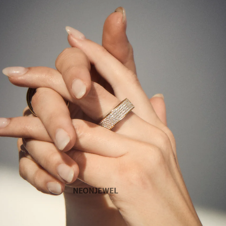 Diamond Oura Ring Cover Pave Moissanite 14k Gold Luxury Smart Tech Jewelry Band