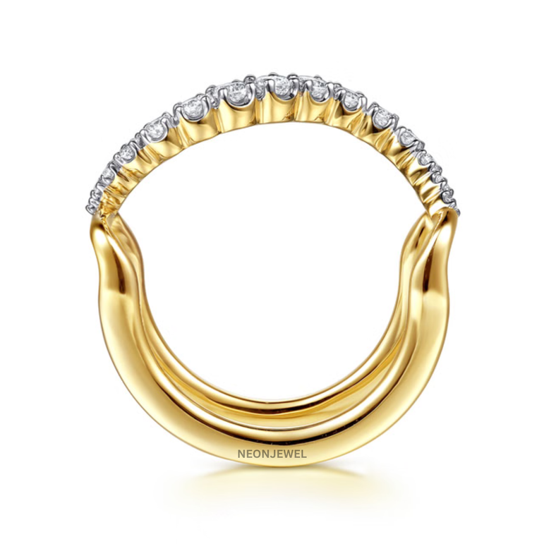 Luxury Wave Smart Ring Guard – Crystal Encrusted Statement Ring Cover Overlay
