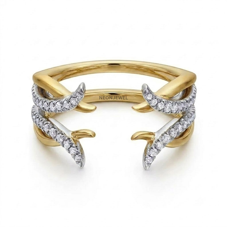 Gothic Claw Ring Enhancer Guard, Intertwined Thorn Smart Ring Jacket, Two-Tone Statement Ring Cover for Smart Rings