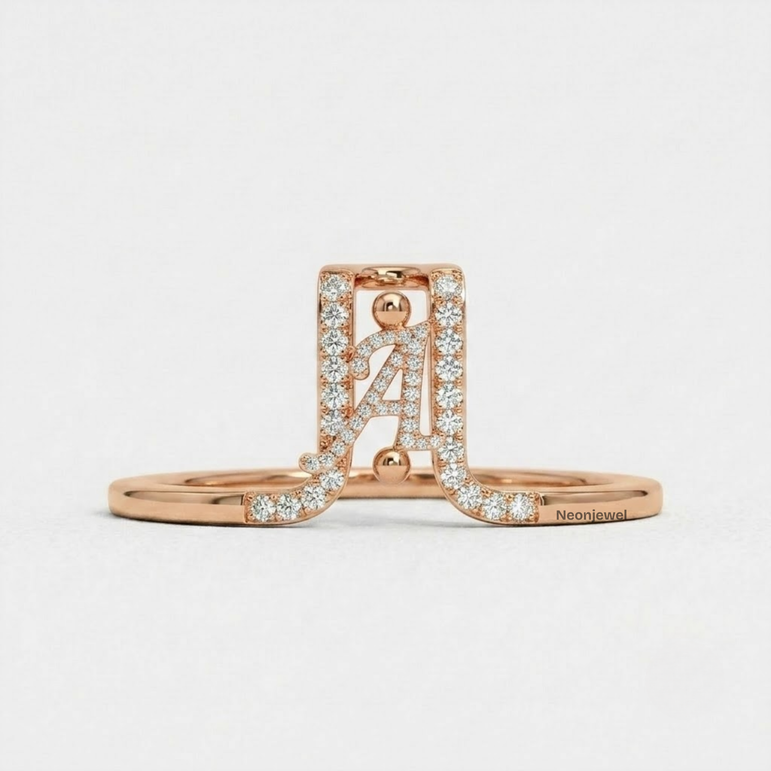 Crystal Initial A Ring Guard for Smart Ring • Gold Custom Monogram Smart Ring Cover • Pave Diamond Letter A Ring Protector