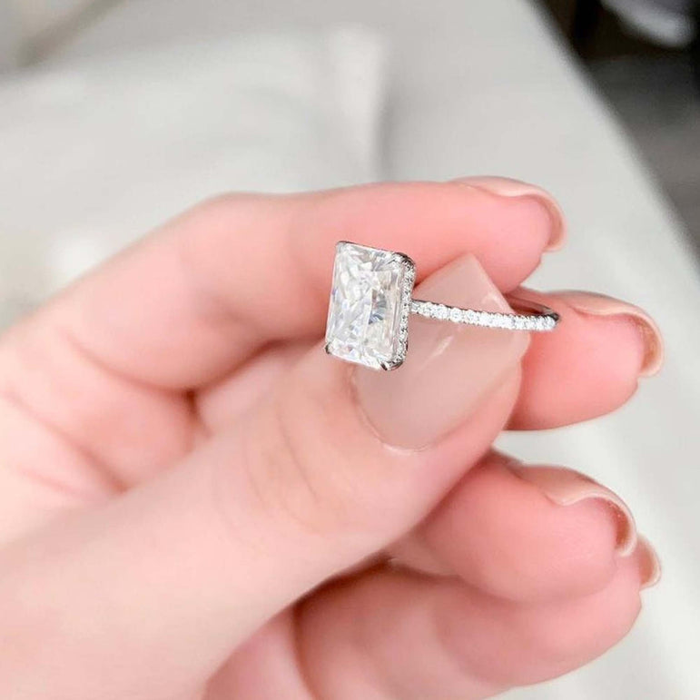 Radiant Cut VVS1  Moissanite Engagement Ring