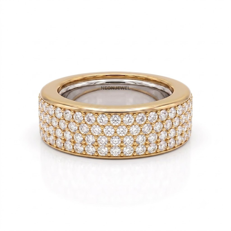 Luxury Full Pavé Oura Ring Cover | 4-Row Crystal Eternity Smart Ring Shield | High-Bling Diamond Smart Tech Jewelry Protector