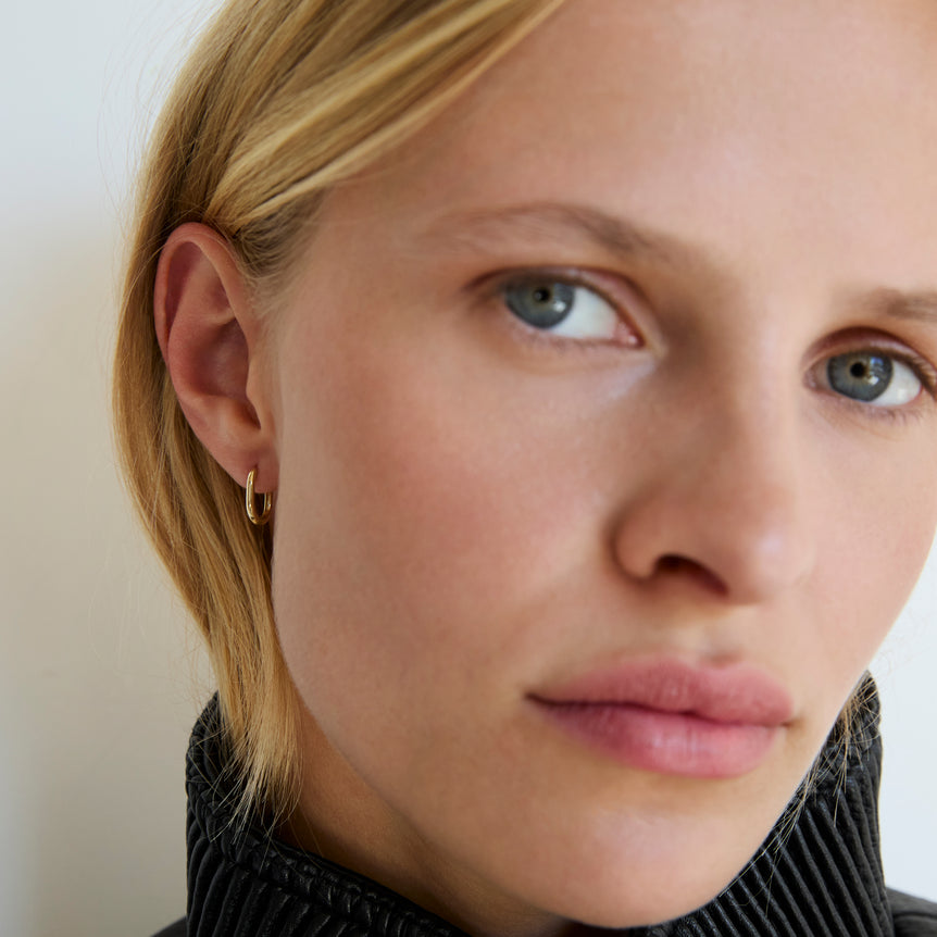 14k Solid Gold Hoop Earrings Minimalist Solitaire Everyday Wear Modern Gold Huggie Hoop Chunky Square 18k Plain Gold Small Huggie Hoop