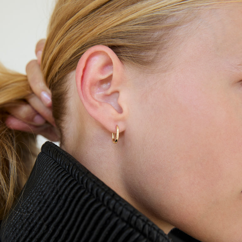 14k Solid Gold Hoop Earrings Minimalist Solitaire Everyday Wear Modern Gold Huggie Hoop Chunky Square 18k Plain Gold Small Huggie Hoop