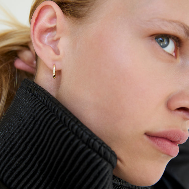 14k Solid Gold Hoop Earrings Minimalist Solitaire Everyday Wear Modern Gold Huggie Hoop Chunky Square 18k Plain Gold Small Huggie Hoop