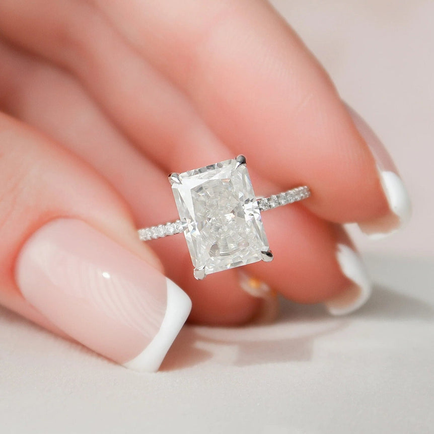 Radiant Cut Moissanite Engagement Ring 3.00 Ct Radiant Moissanite Ring