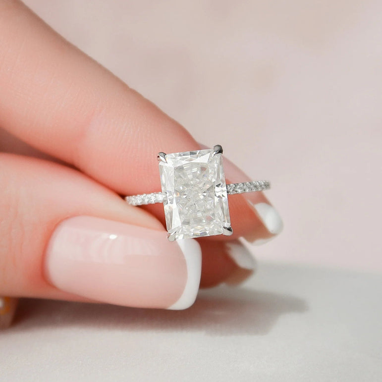 Classic Radiant Cut Moissanite Wedding Proposal Ring Radiant Diamond Ring