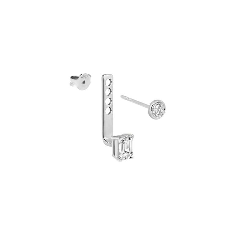 Emerald Diamond Ear Jacket 14k Solid Gold Dangle Drop Earring For Stud Prong Set Sparkling Lab Grown Diamond Earrings 10k 18k Gold Earring