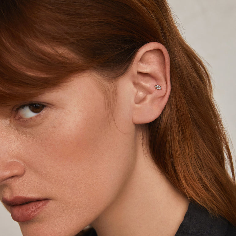 Bezel Set Round Diamond Cluster Stud Earrings 14k Real Solid Gold Lab Grown Diamond Dainty Minimalist Everyday Wear Stacking Piercing