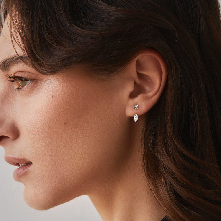 Diamond Ear Jacket 14k Solid Gold Dangle Drop Earring For Stud Sparkling Lab Grown Diamond Earrings Everyday Earring Women