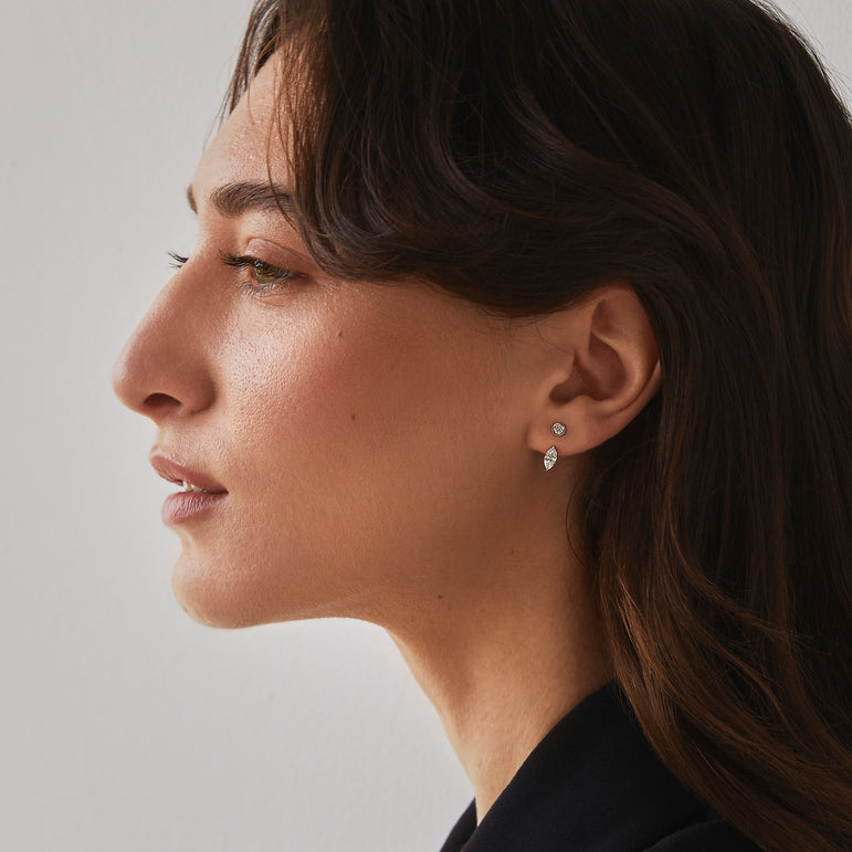 Diamond Ear Jacket 14k Solid Gold Dangle Drop Earring For Stud Sparkling Lab Grown Diamond Earrings Everyday Earring Women