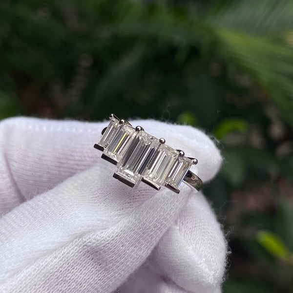 925 Sterling Silver 2 Ct Colorless Baguette Eternity Band Vintage Wedding Band Unique Anniversary Gift Ring