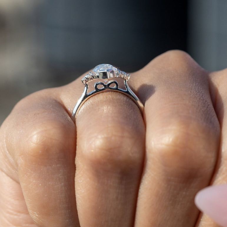 Cluster 2.40 Ct Colorless Marquise Cut Moissanite Engagement Ring Unique & Classy Wedding Ring