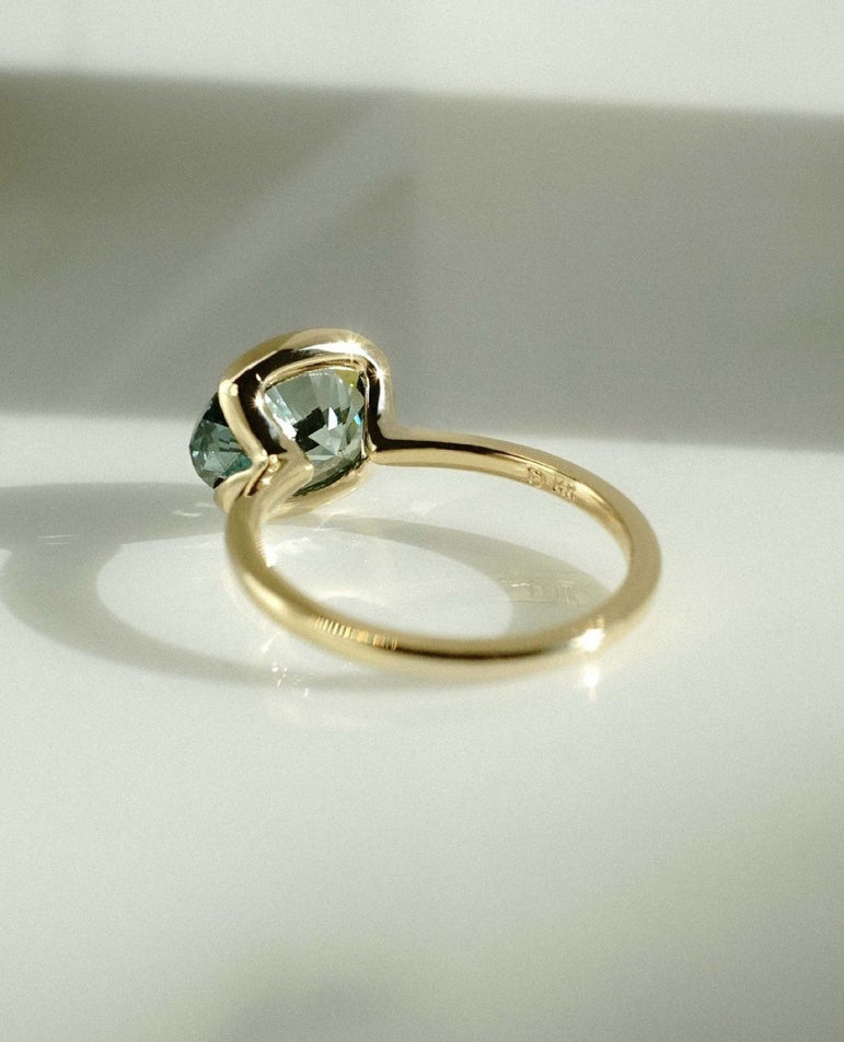 East West Moissanite Engagement Ring 1.90 Ct Green Moissanite Solitaire Ring