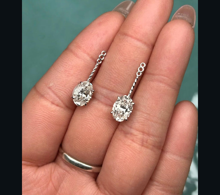 Oval Moissanite Dangle Earring 4 Ct Colorless Oval Cut Moissanite Stud Earring Anniversary Gift Stud