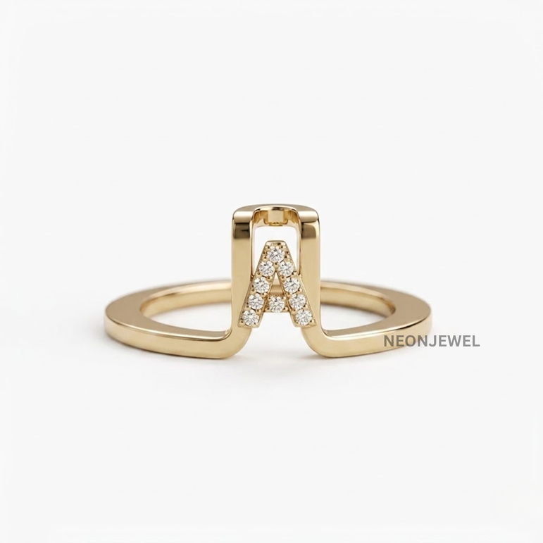 Custom Initial Smart Ring Cover Jacket for Oura Ring Gen 5 • 14k Gold Diamond Letter Monogram Oura Guard • Personalized Tech Jewelry Ring Enhancer