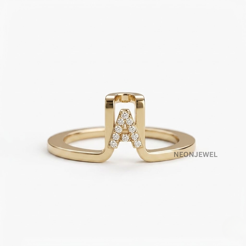 Custom Initial Smart Ring Cover Jacket for Oura Ring Gen 5 • 14k Gold Diamond Letter Monogram Oura Guard • Personalized Tech Jewelry Ring Enhancer