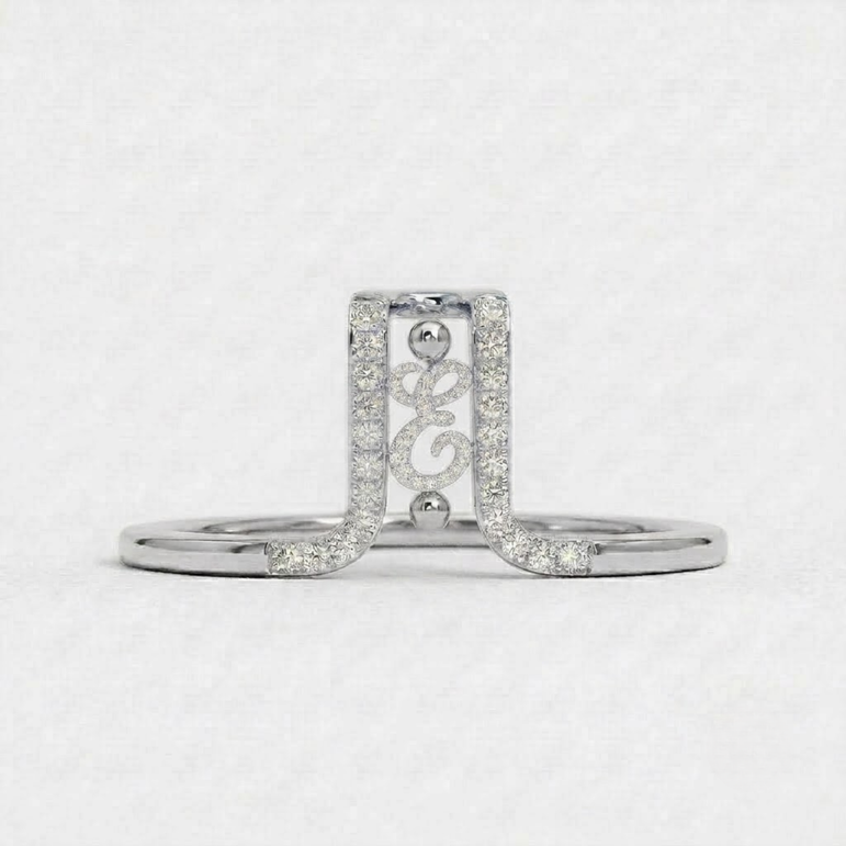 Crystal Initial E Ring Guard for Smart Ring • Gold Custom Monogram Smart Ring Cover • Pave Diamond Letter E Ring Protector