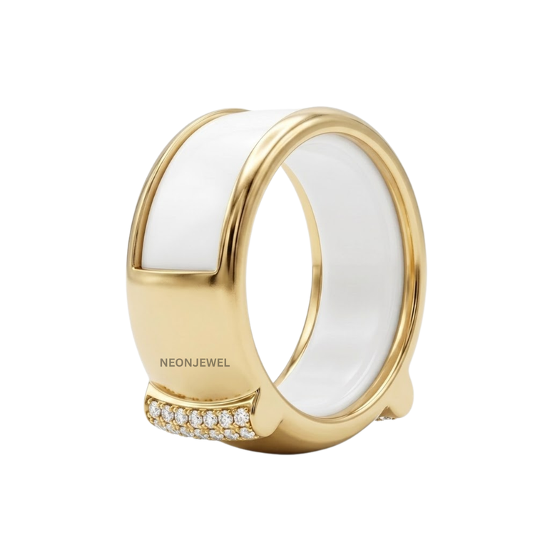 Open-Design Gold Oura Ring 4, 5 Cover | Luxury Diamond-Accented Smart Ring Guard