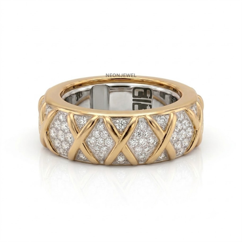 Luxury Cross Pattern Ring Cover • Gold Pave Smart Ring Enhancer Jacket • Modern Lattice Ring Shield • Premium Tech Accessory