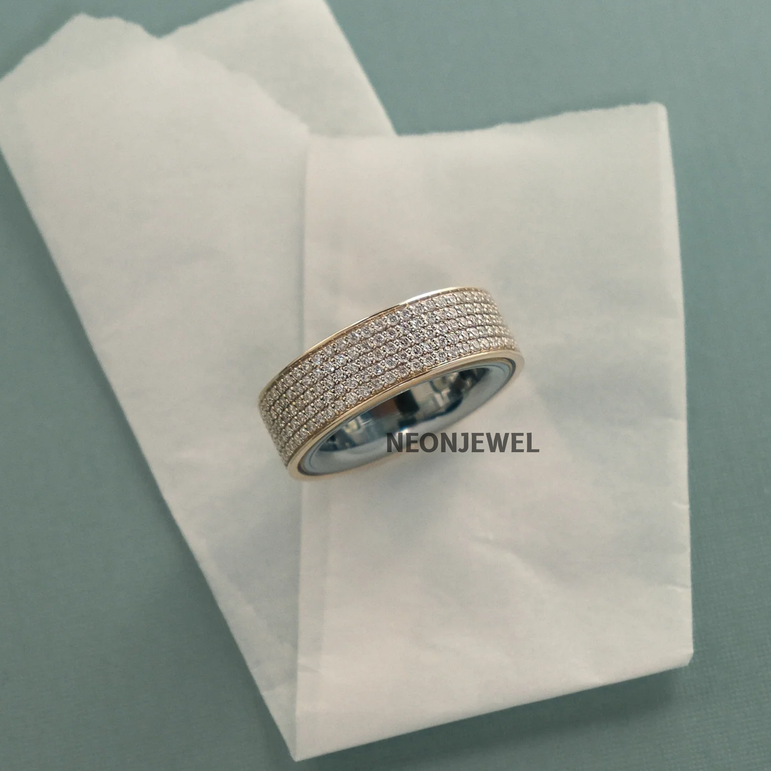 Diamond Oura Ring Cover Pave Moissanite 14k Gold Luxury Smart Tech Jewelry Band