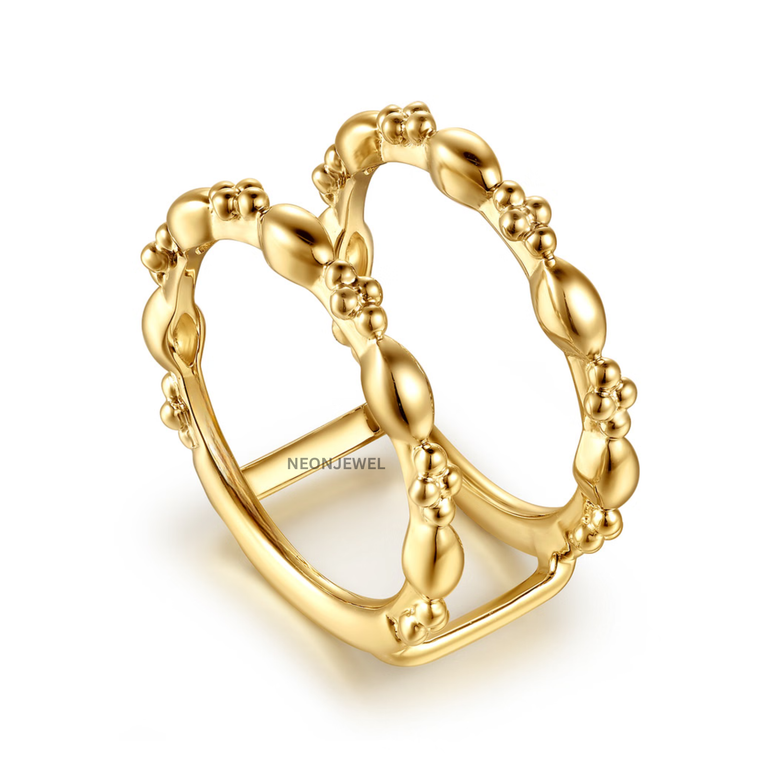 Decorative Cover for Oura Ring, Gold Beaded Smart Ring Protector, Double Band Tracker Shield