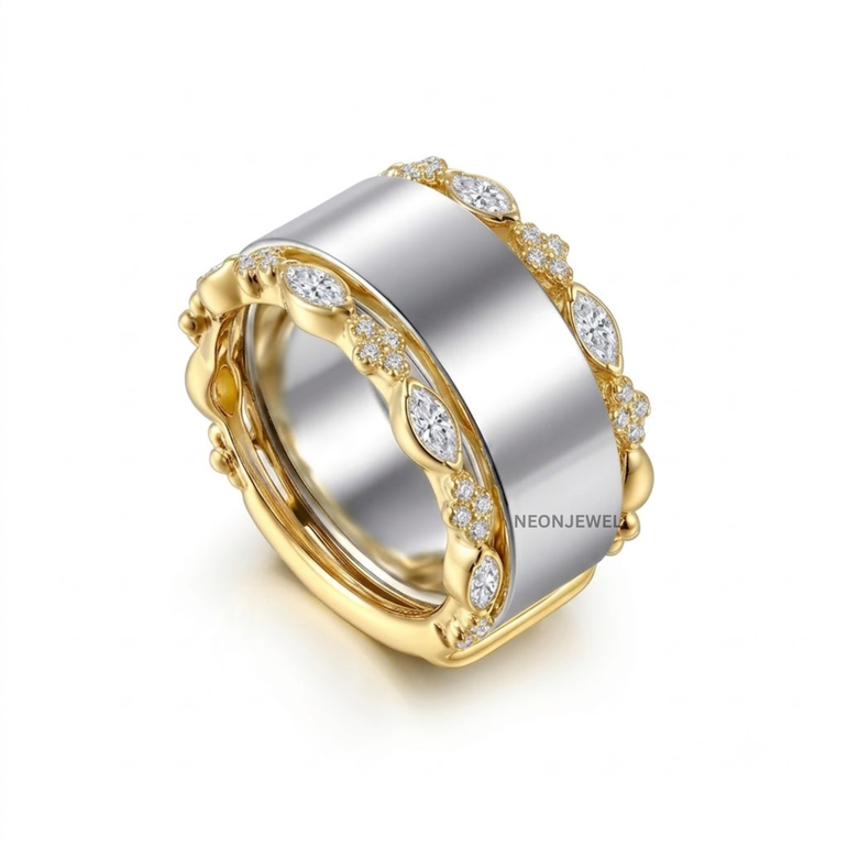 Vintage-Inspired Marquise Crystal Oura Ring Cover | Floral & Leaf Accent Smart Ring Enhancer Set