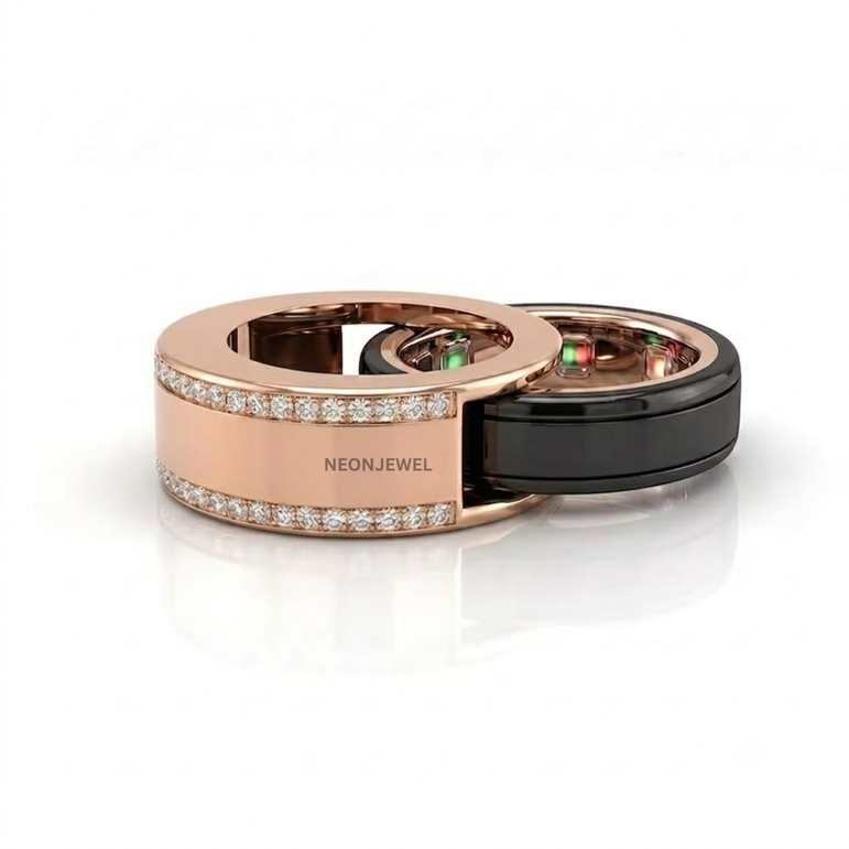 Luxury Inlaid Gold Cover Protector for Oura Ring 4, 5 Cover