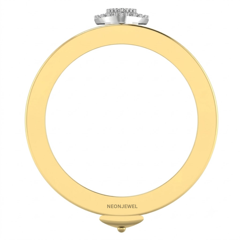 Premium Smart Ring Decorative Cover, Two-Tone Gold and Silver Shield with Marquise Diamond Element, Statement Protective Smart Ring Band