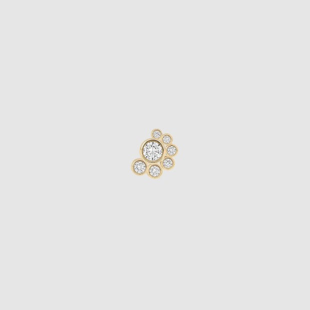 Bezel Set Round Diamond Cluster Stud Earring Lab Grown Diamond Dainty Minimalist Everyday Wear Stacking Piercing