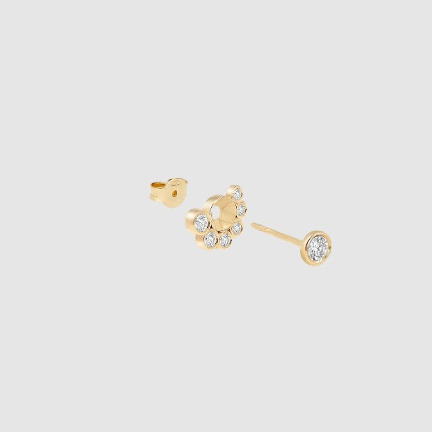 Bezel Set Round Diamond Cluster Stud Earring Lab Grown Diamond Dainty Minimalist Everyday Wear Stacking Piercing