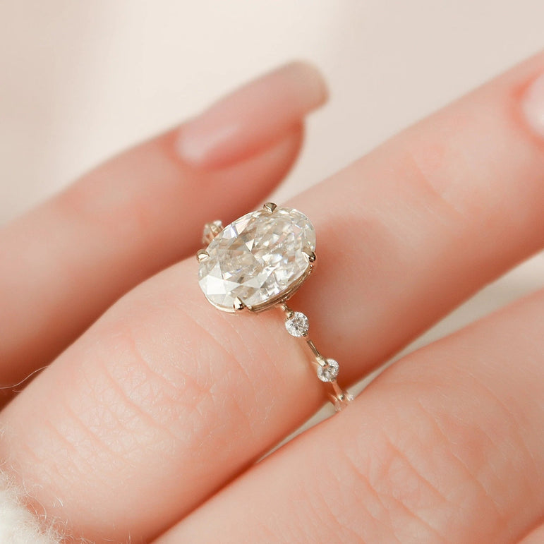 Oval Cut Moissanite Engagement Ring Dainty Oval Diamond Wedding Ring