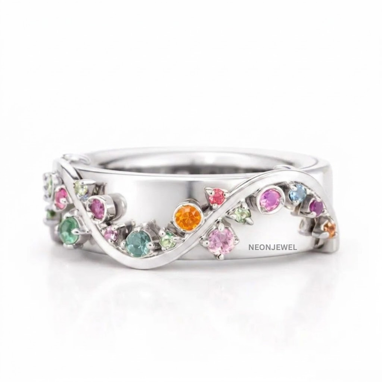 Multicolor Gemstone Oura Ring Cover | Gold Vine & Floral Smart Ring Protector | Stylish Oura Ring Accessories