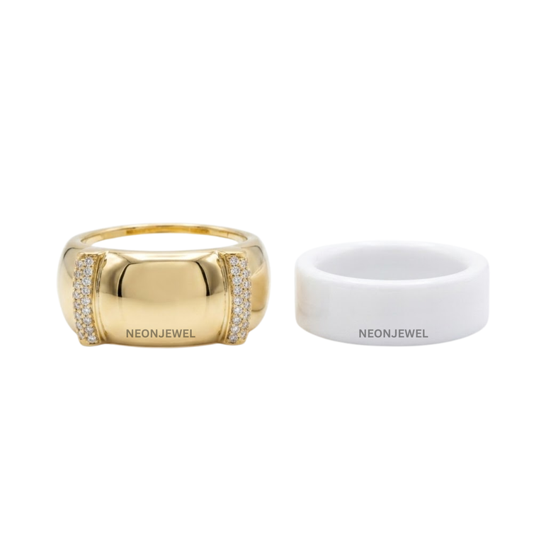 Open-Design Gold Oura Ring 4, 5 Cover | Luxury Diamond-Accented Smart Ring Guard