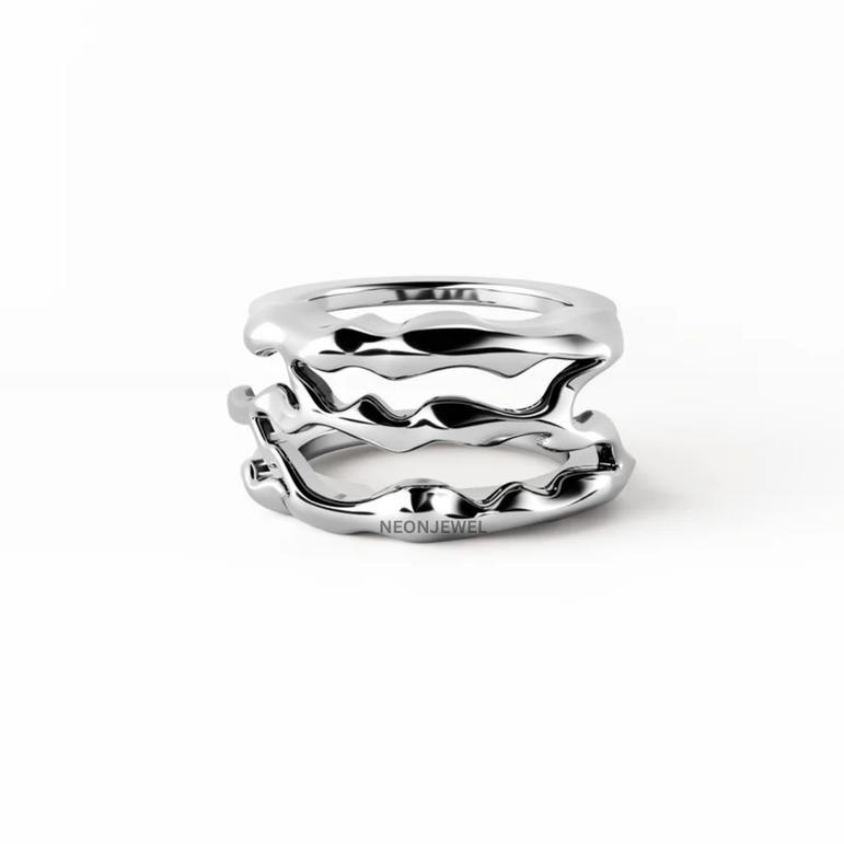 Molten Gold Organic Stacked Oura Ring 5 Cover