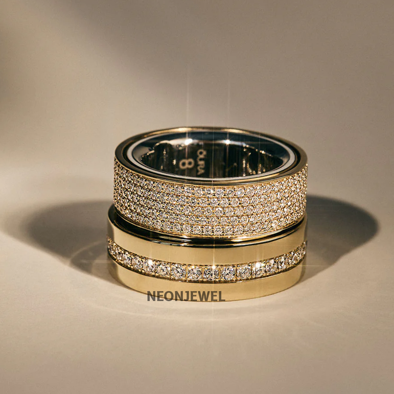 Diamond Oura Ring Cover Pave Moissanite 14k Gold Luxury Smart Tech Jewelry Band