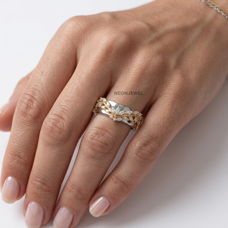 Luxury Marquise Ring Cover • Gold Vine Smart Ring Enhancer Jacket • Vintage Crown Ring Guard